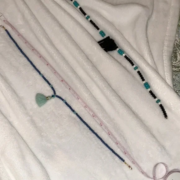 Blue Beaded Necklace with Tassel - Picture 3 of 3